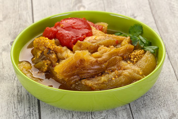 Caucasian cuisine - baked eggplant and tomato