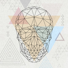 Abstract polygonal tirangle human skull. Hipster fashion style