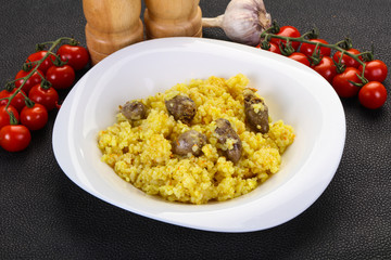 Rice with Chicken hearts