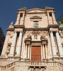 Scenic facade of the baroque church of S. Francesco Borgia in Catania, Sicily Italy.