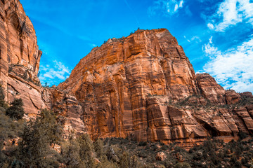 The trekking mountain of the Angels Landing Trail in Zion National Park, Utah. United States