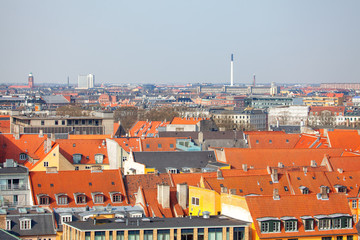 Fototapeta premium Red tiled roofs of Copenhagen , Denmark