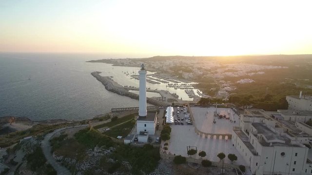 Leuca aerial view shot from 4k drone at sunset - Santa Maria di Leuca (Italy - Lecce)