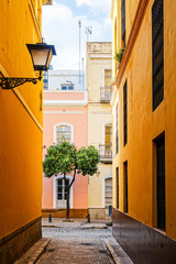 Fototapeta premium Widok ulicy w centrum miasta Sewilla, Hiszpania