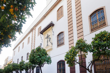 Fototapeta na wymiar Andalusian style building in Sevilla city, Spain