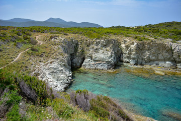 Fototapeta na wymiar Sentier des douaniers, Cap Corse. Corsica island, France