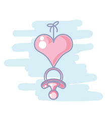 cute pacifier baby hanging of heart