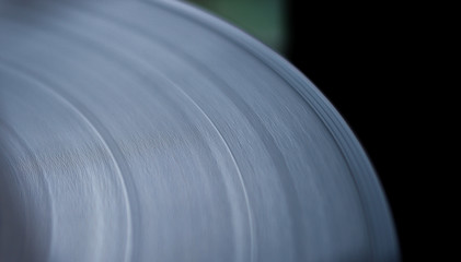 Transparent white clear vinyl record disc groove close up view