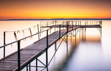 Fototapeta na wymiar Sunset over lake Balaton, Hungary