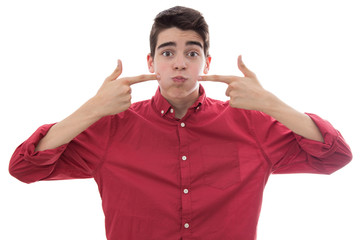expressive young man isolated on white background