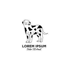 Obraz premium dog pet care outline line art monoline logo vector icon