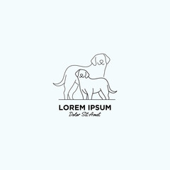 dog pet care outline line art monoline logo vector icon