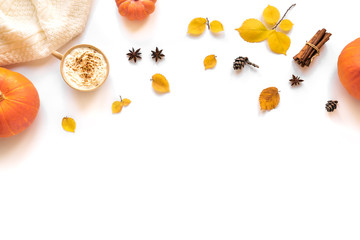 Autumn flat lay with coffee