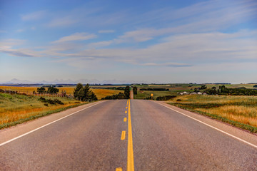 Rural highways in the Alberta countryside