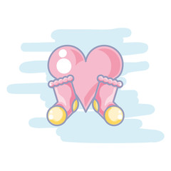 cute socks baby with heart isolated icon