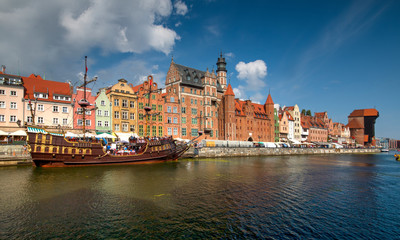 Fototapeta na wymiar View of the old city on a clear day. Gdansk, Poland.