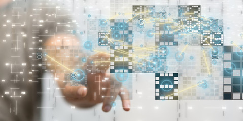 Abstract technology geometric and data