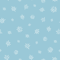 Vector stylized edelweiss flower seamless pattern. Hand Drawn allover mountain floral winter background great for textile prints, gift wrap, wallpaper and holiday decor.