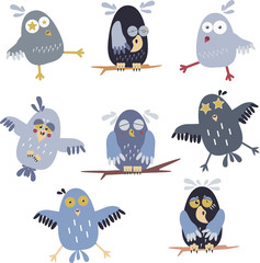 Cute  owl characters showing different species. 
