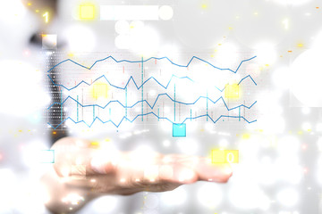 Economic graph with diagrams on the stock market, for business and financial concept