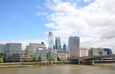London downtown cityscape and river Thames London UK
