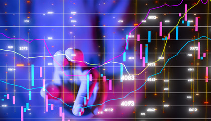 Business intelligence. Diagram - Graph Stock Trading, Investment dashboard