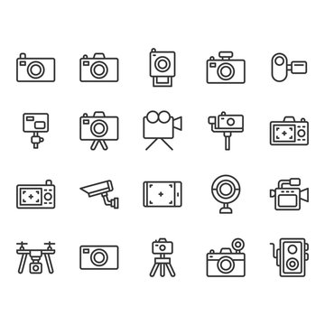 Camera related icon set. Vector illustration