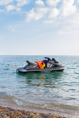 Jet ski on the black sea in summer