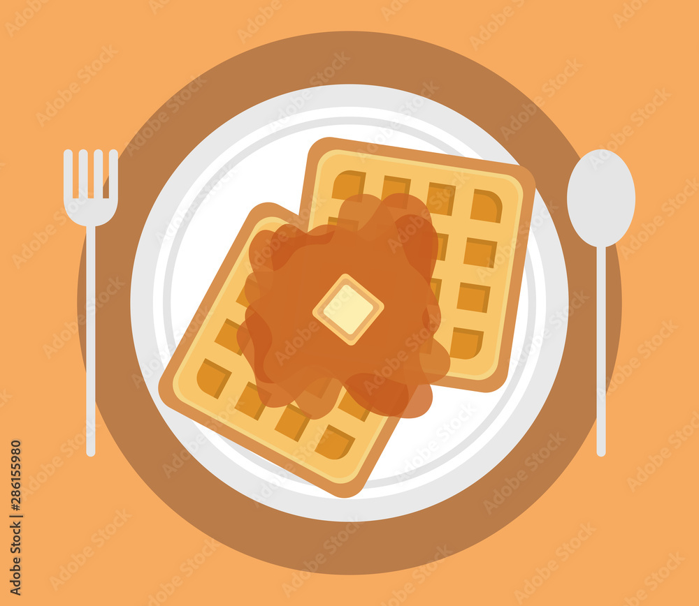 Sticker breakfast cooking icons flat design