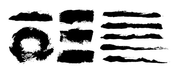 Brush strokes. Vector paintbrush set. Grunge design elements