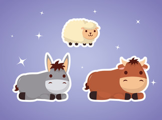 celebration merry christmas manger flat design