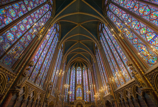 Stained glass window in Sainte Chapelle, Paris, France