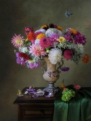Still life with splendid bouquet of flowers in Baroque style © Iryna