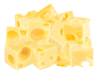 cheese cube slice isolated on a white background