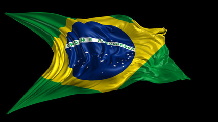 3d Illustration of Brazil flag on Black Background 