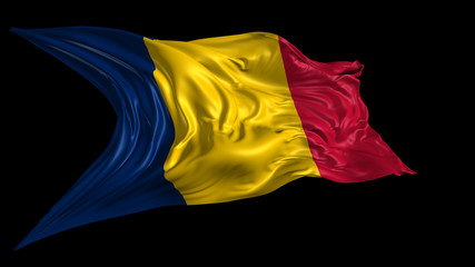 3d Illustration of Chad flag on Black Background 