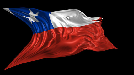 3d Illustration of Chile flag on Black Background 