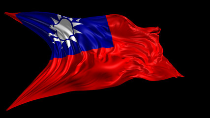 3d Illustration of china republic flag on Black Background 