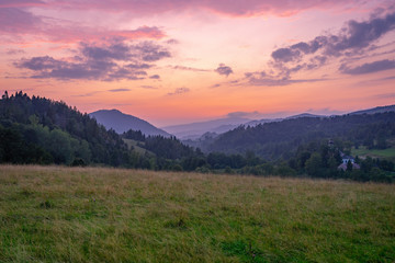 Fototapeta na wymiar Pieniny. Beautiful mountain landscape at sunset. Poland