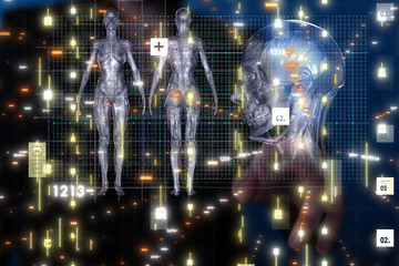 medical network connection with modern virtual screen, medical technology network concept.
