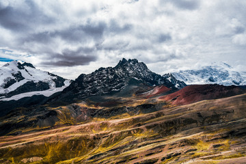 Obraz premium Red Valley section of Rainbow Mountain hike in the Peruvian Andes near Cusco, Peru
