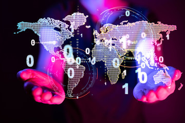 Global network connection. World map point and line composition concept