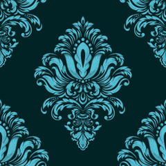 Vector damask seamless pattern element. Classical luxury old fashioned damask ornament, royal victorian seamless texture for wallpapers, textile, wrapping. Exquisite floral baroque template.