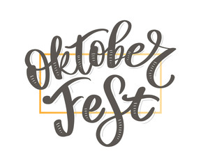 Oktoberfest handwritten lettering. Oktoberfest typography vector design for greeting cards and poster. Beer Festival vector banner. Design template celebration. Vector illustration.