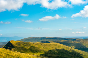 Fototapeta premium Landscape picture of Brecon Beacons Cribyn peak with a big space at the top of the picture covered with the sky