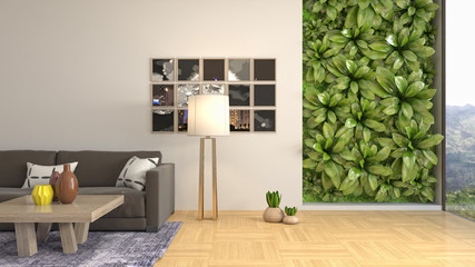 Interior of the living room. 3D illustration
