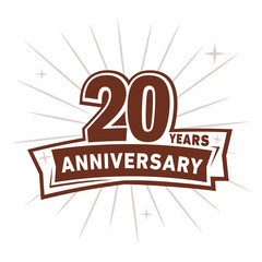 20 years anniversary logo design . 20th years logo. Twentieth vector and illustration.