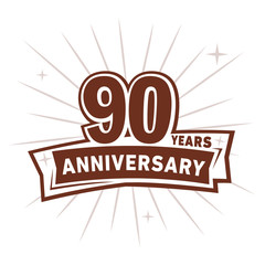 90 years anniversary logo design . 90th years logo. Ninetieth vector and illustration.