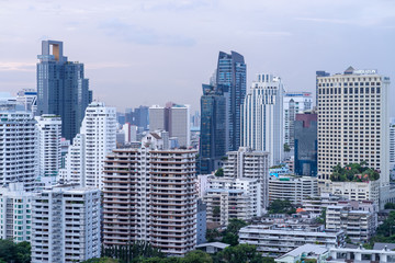 Fototapeta na wymiar Bangkok cityscape, many modern building of midtown on twilight