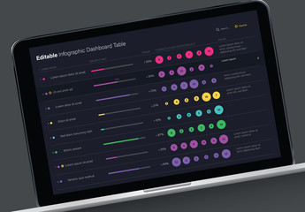 Editable Infographic Dashboard Table Layout with Dark Background